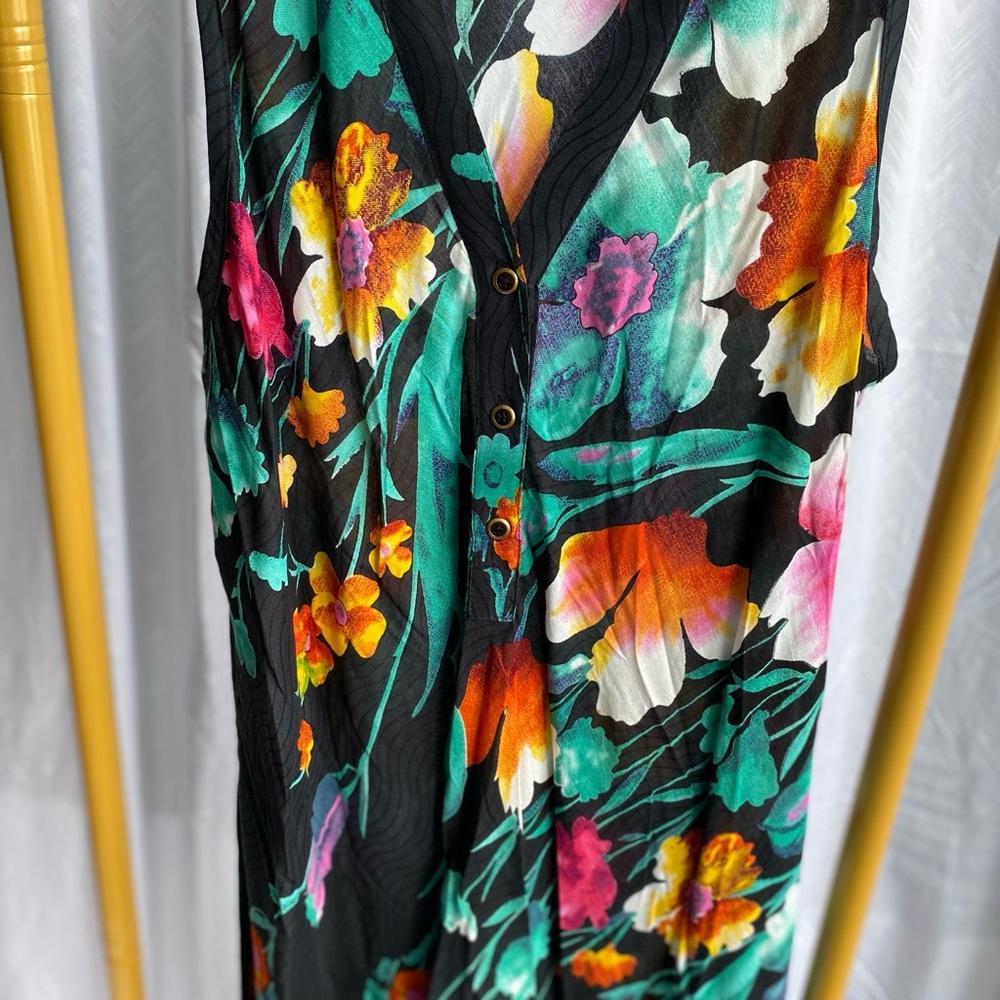 Tropical Floral Button-Down Swim Coverup